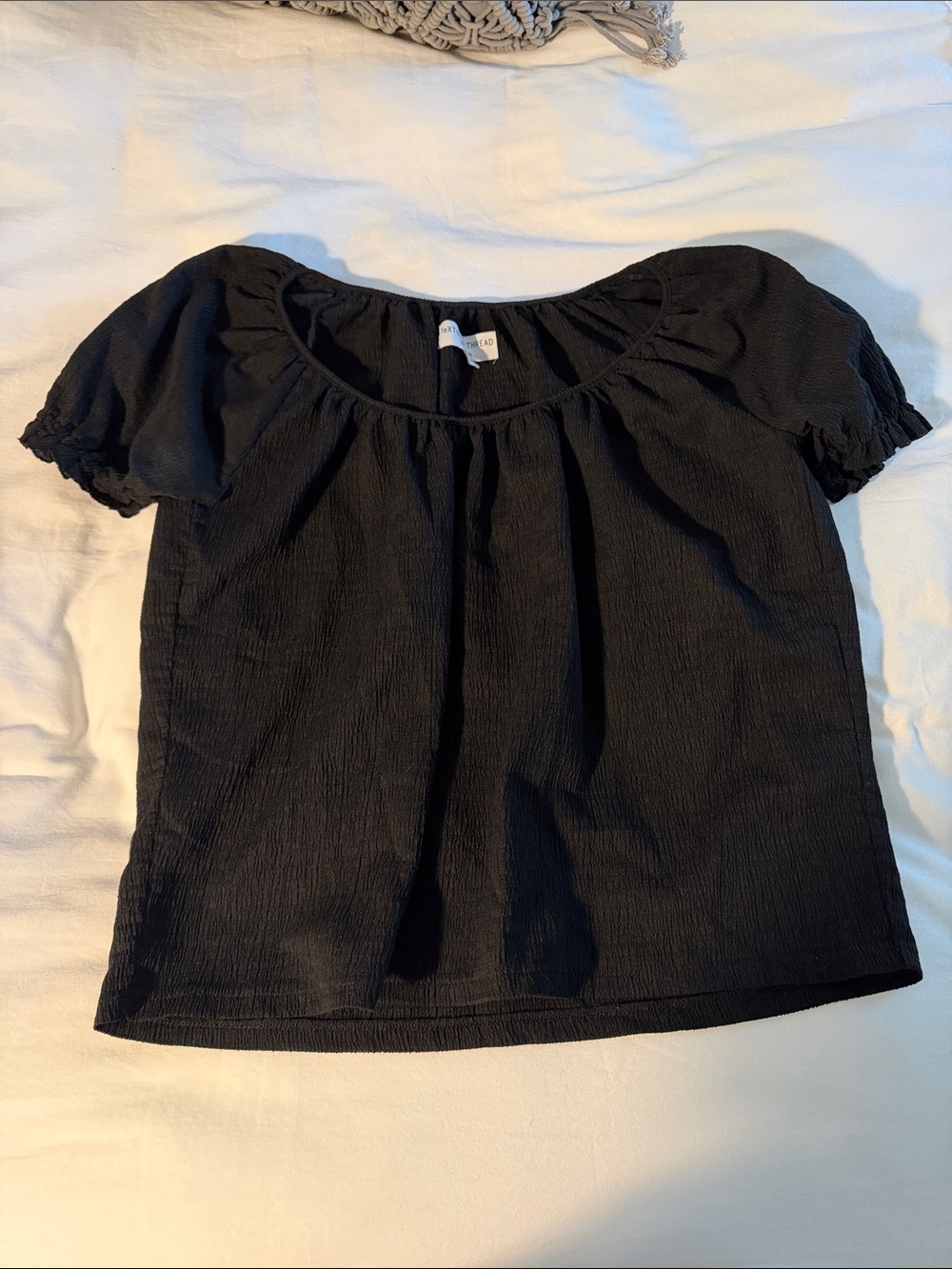 Madewell Black Short-Sleeve Peasant Blouse